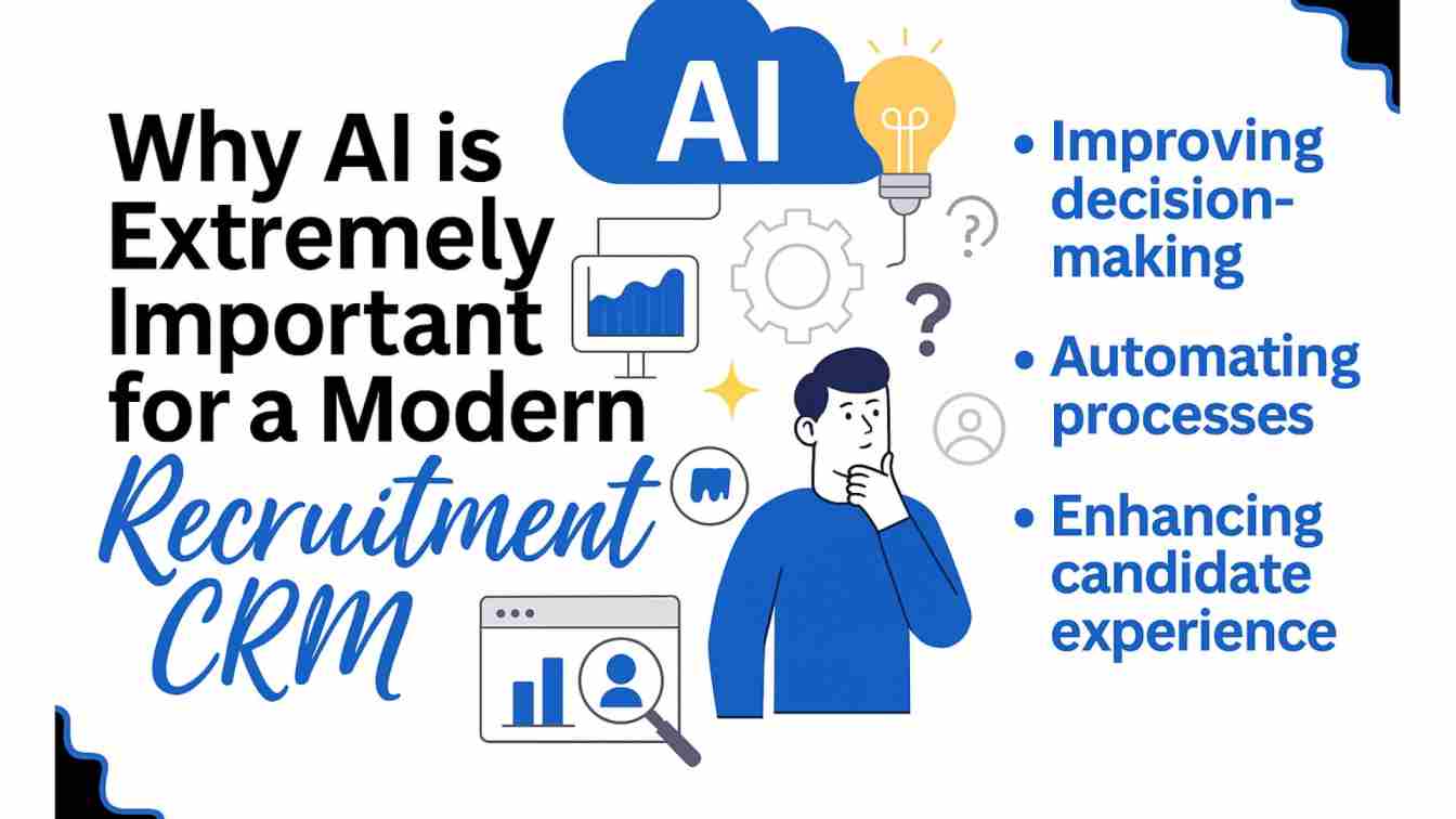A person who appears to be thinking the text besides him says Why AI is extremely important for Modern Recruitment CRM